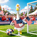 Soccer Porch Goose Outfits, Football Geese Duck Statues Clothes Art Decor