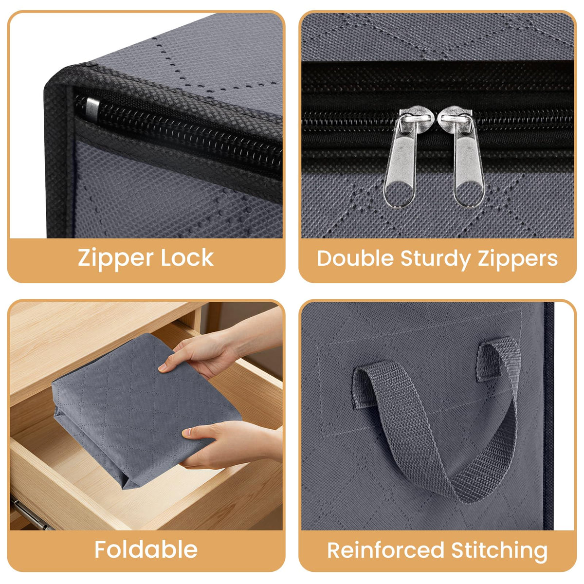 Fab totes 6 Pack Storage Bags for Clothes Blanket Storage Bins with Lids