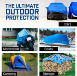 Grizzly Tarps by B-Air 10' x 14' Large Multi-Purpose Waterproof Heavy Duty Poly Tarp with Grommets Every 36", 8x8 Weave, 5 Mil Thick, for Home, Boats, Cars, Camping, Protective Cover, Blue