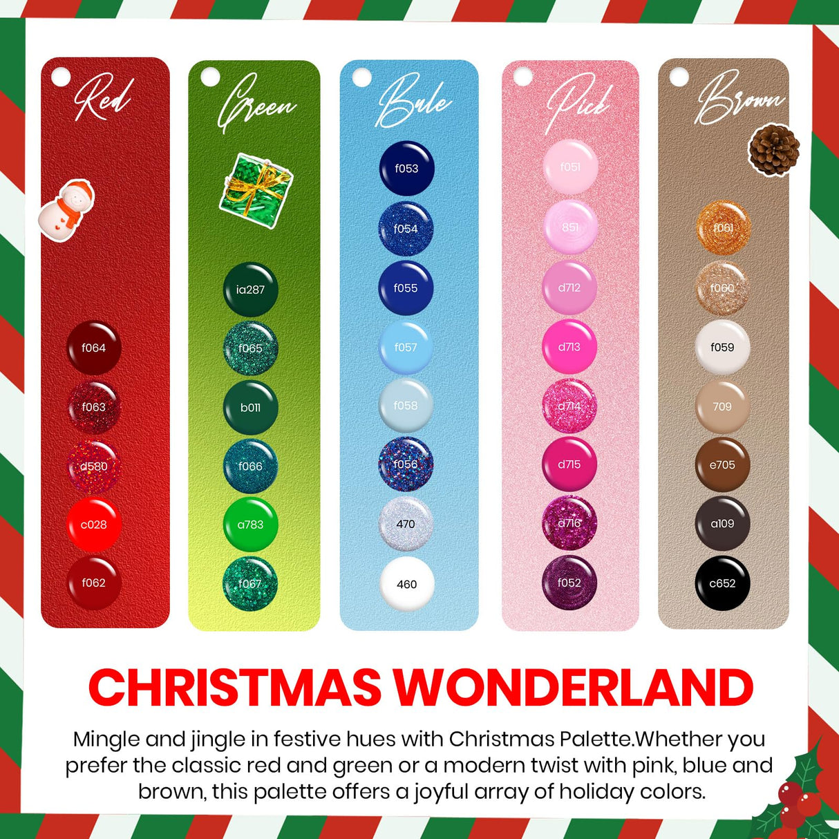 Beetles Christmas Gel Nail Polish Set, Glitz Galaxy Gel Polish Kits, 44Pcs Burgundy Red Gold Green Silver Blue Pink Sparkle Shade with Base Top Coat Winter Manicure Gift for Women