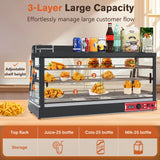 3-Shelf Commercial Food Warmer Display w/Top Rack, 44" Countertop Warmers Hot Box for Pizza/Pretzel/for Food Display, Heated Holding Cabinet Glass case, with LED Lighting for Buffet Restaurant
