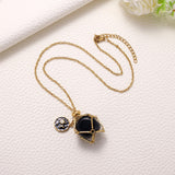 MIXJOY Black Obsidian Crystal Necklace, Sun and Moon Celestial Pendant Gothic Jewelry for Women, Dark Academia Aesthetic Black Gemstone Protection Gift for Halloween Christmas Birthday, Small