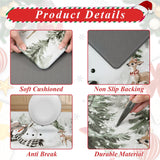 U'Artlines 2Pcs Christmas Anti Fatigue Kitchen Rugs and Mats, Christmas Tree Snowman Deer Non Slip Foam Cushioned Farmhouse Kitchen Floor Mats Comfort Standing Mats for Winter Home Decor Grey