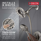Delta Arvo 14 Series Brushed Nickel Shower Faucet Set with In2ition 2-in-1 Dual Shower Head with HandHeld Spray Combo, Valve Trim Kit, SpotShield Stainless 142840-SP-I (Valve Included)