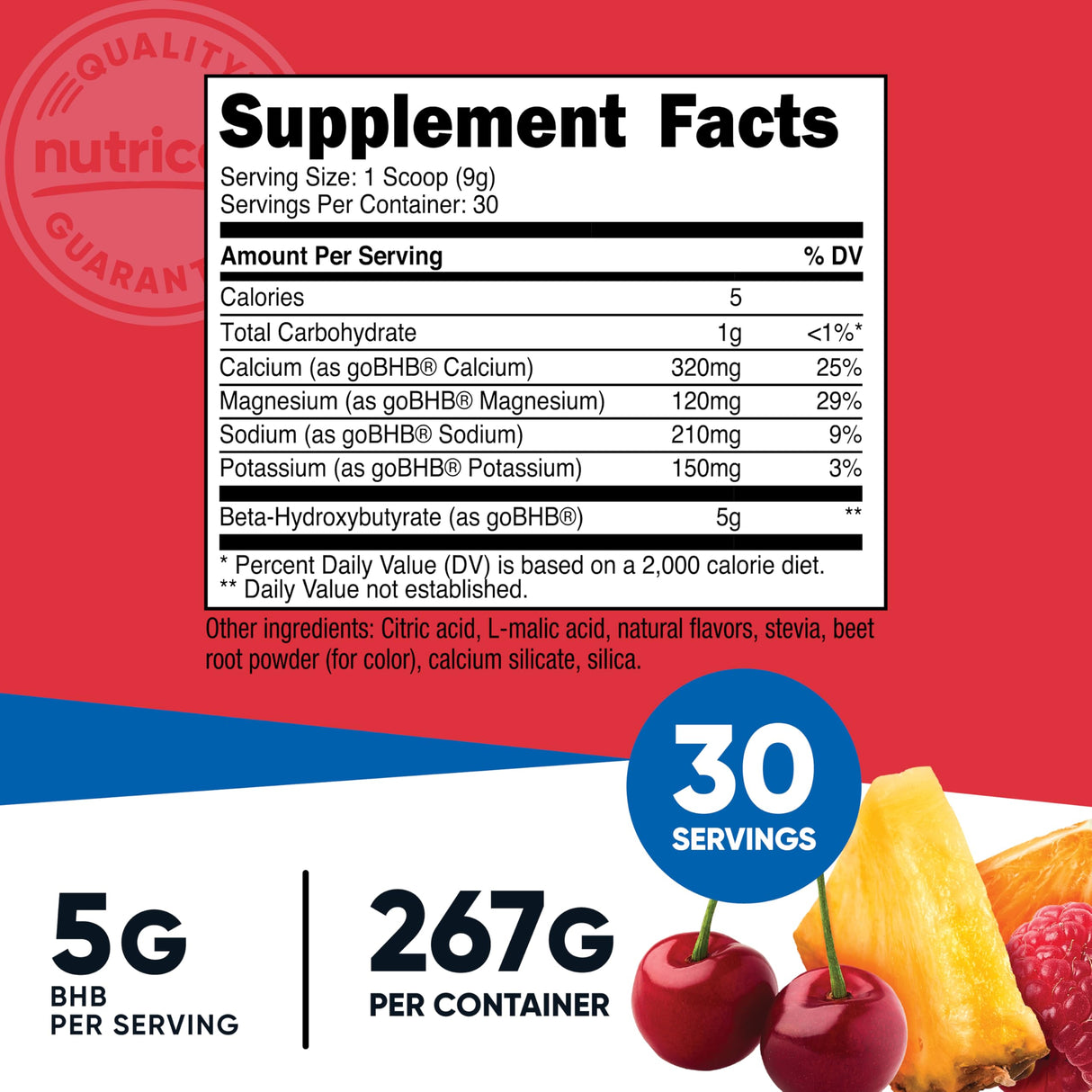 Nutricost BHB Salts Drink Mix (30 Servings, Fruit Punch Flavored) (5G BHB Per Serving) - 0G Total Sugars, Vegetarian Product