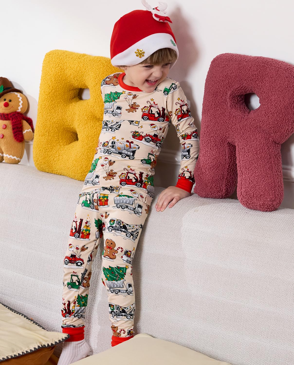 Bamboo Viscose Toddler Christmas Pajamas Boys Girls Kids Baby 2pcs Long-Sleeve Pyjamas Set 3-4T Snug fit Sleepwear Pjs