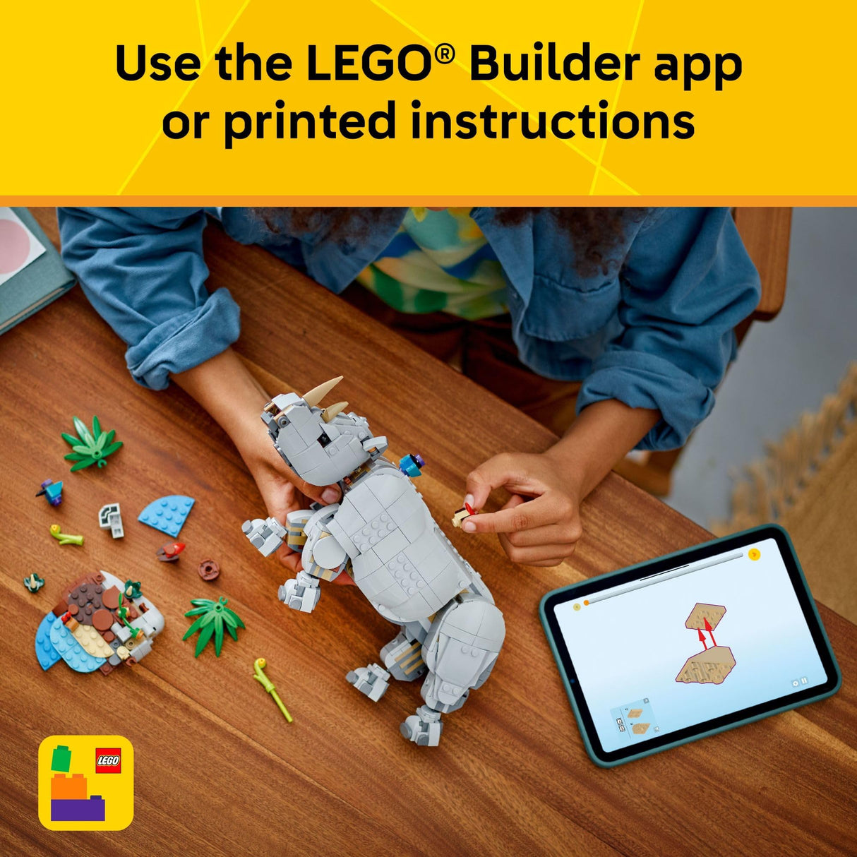 LEGO Creator 3 in 1 Wild Animals: Majestic Rhino with Birds Building Toys for Kids - Safari Pretend Play Toys for Girls & Boys, Ages 9+ - Gift for Christmas - 31171