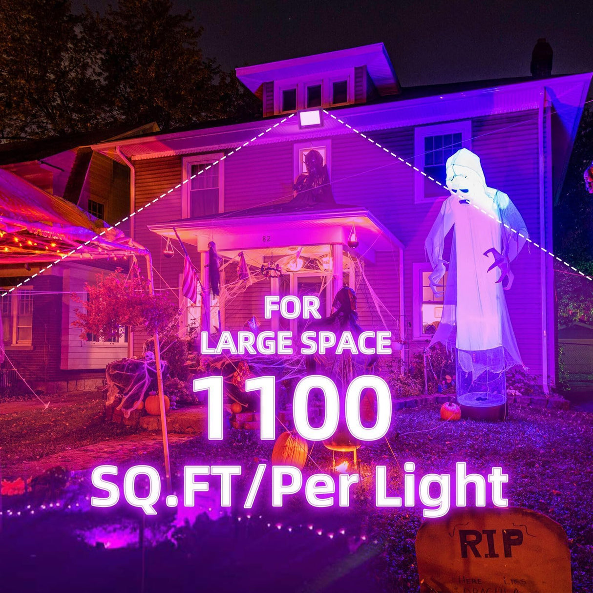 THECHAM 2 Pack Waterproof 120W LED Black Lights con 6ft Cord, Outdoor Black Lights Floodlight for Glow Party, Light Up 1100ft, Flood Light in Dark for Christmas, Birthday, Halloween