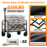 220LBS Small Collapsible Foldable Wagon Carts Portable with 2 Drink Holders