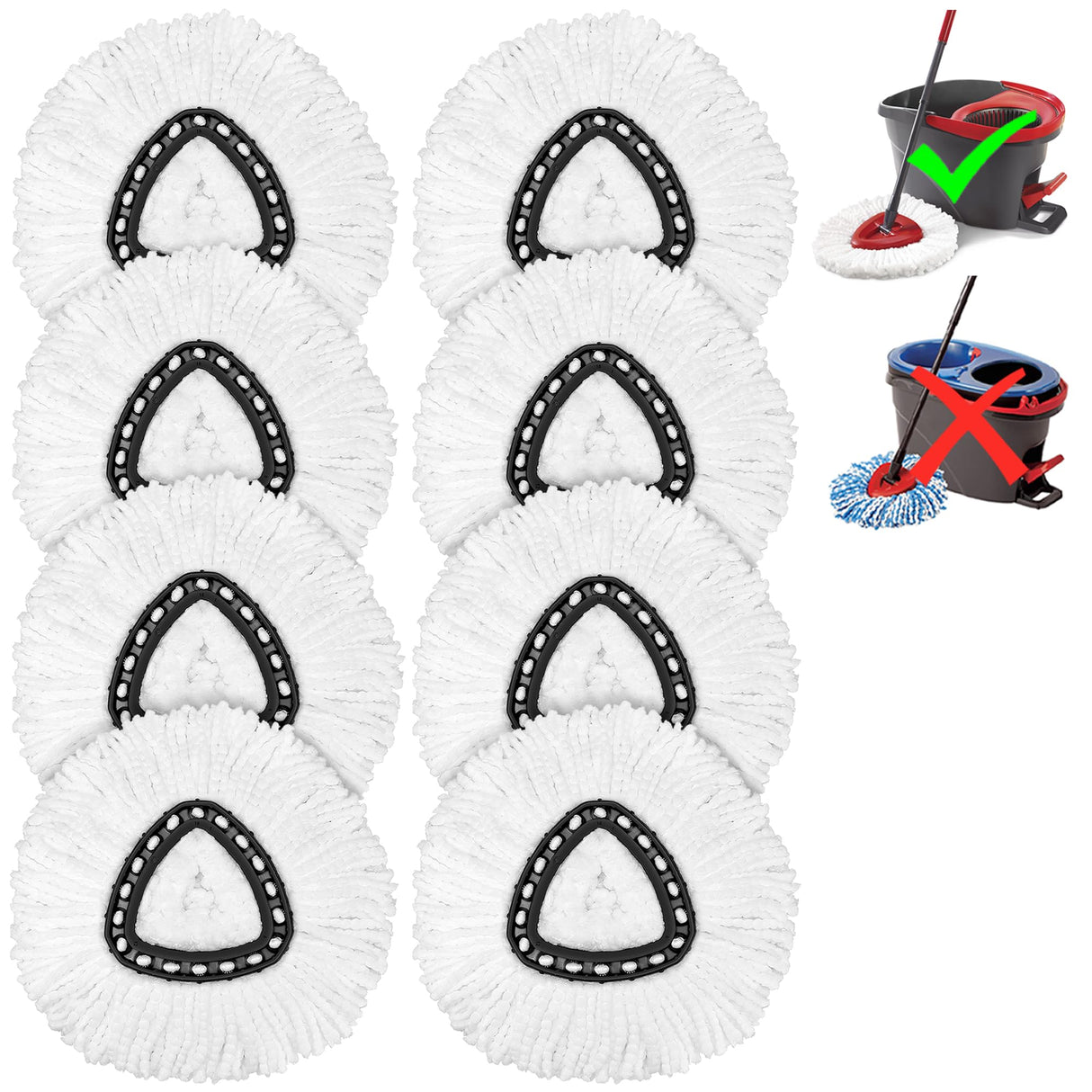 O-Ceda Easy Wrin Spin Mop Replacement - 8 Pack Microfiber Spin Mop Heads, Easy Cleaning Refills