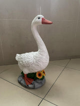 Clerodendrum Joyful Porch Goose Statue Cygnus, Classic, Detailed, Big Resin Garden Lawn Yard Décor, Sculpture, 20 inches High Figurine, Duck, Indoor and Outdoor, by GGTown TM