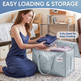 TICONN 6 Pack Extra Large Moving Bags Heavy Duty with Zippers & Carrying Handles, Durable Storage Bags Moving Boxes for Closet Organizers and Storage (6 Pack, Light Grey)