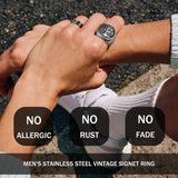MEDOJO 10 Pcs Men's Stainless Steel Vintage Signet Ring Square Pinky Thumb Chunky Thin Band Ring Vintage Biker Band Rings Set 10