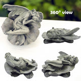 hvfun Garden Fairy Statue,Garden Sleeping Angel on Lotus Leaf with Bird Feeder Feature Outdoor Decor Sculptures Figurine Gardening Lawn