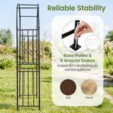 Giantex 86'' Metal Garden Arch, Outdoor Arbor Trellis with 8 Ground Stakes