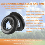 RRQ (1-Set) 4.80/4.00-8" Tire and Inner Tube Set, Fit 4.00-8 Pneumatic Tire