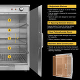 5-Shelf Electric Hot Box Food Warmer Accommodating up to (10) 16" Pizza Boxes, Countertop Heated Holding Cabinet for Pretzels, Warming Machine for Home Commercial Use, w/Water Drawer, 120V 600W