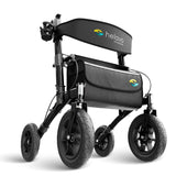 Helavo All Terrain Walker Rollator with 12” Pneumatic Tires – Foldable Outdoor Walkers for Seniors with Seat, Lightweight & Adjustable Height, Shock-Absorbing for Comfort on Any Surface