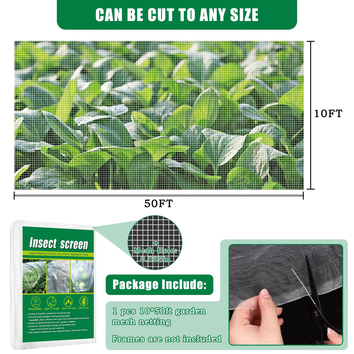10 X 50 FT Breathable Garden Mesh Netting Pest Barrier for Raised Beds