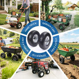 Hyssk 4.10/3.50-4'' Tire and Wheel flat free, 10" Heavy Duty Solid Replacement Tire with 5/8” Axle Bore and Steel Bearings for Gorilla Cart, Hand Truck, Garden Cart, Yard Wagon Cart(2 Pack)