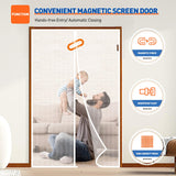 MAGZO Magnetic Screen Door Fit Door Size 48 x 80 Inch, Screen Size 50" x 81" Strong Magnet Door Mesh with Reinforced Hook & Loop for Patio, Sliding, French, White