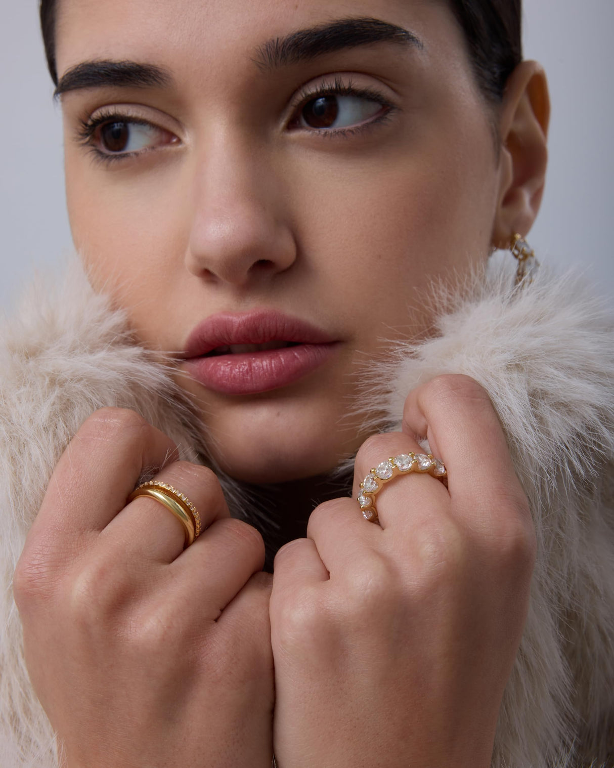 PAVOI Rhodium Plated Eternity Ring for Women | Statement Eternity Band Rings with Round Cubic Zirconia | Stackable Wedding Band | Love Engagement Trendy Bridal Jewelry - White, Size 7