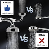 Vancoco Classic Handheld Shower Head - Universal Traditional Ceramic Handle High Pressure Brass Chrome Finish