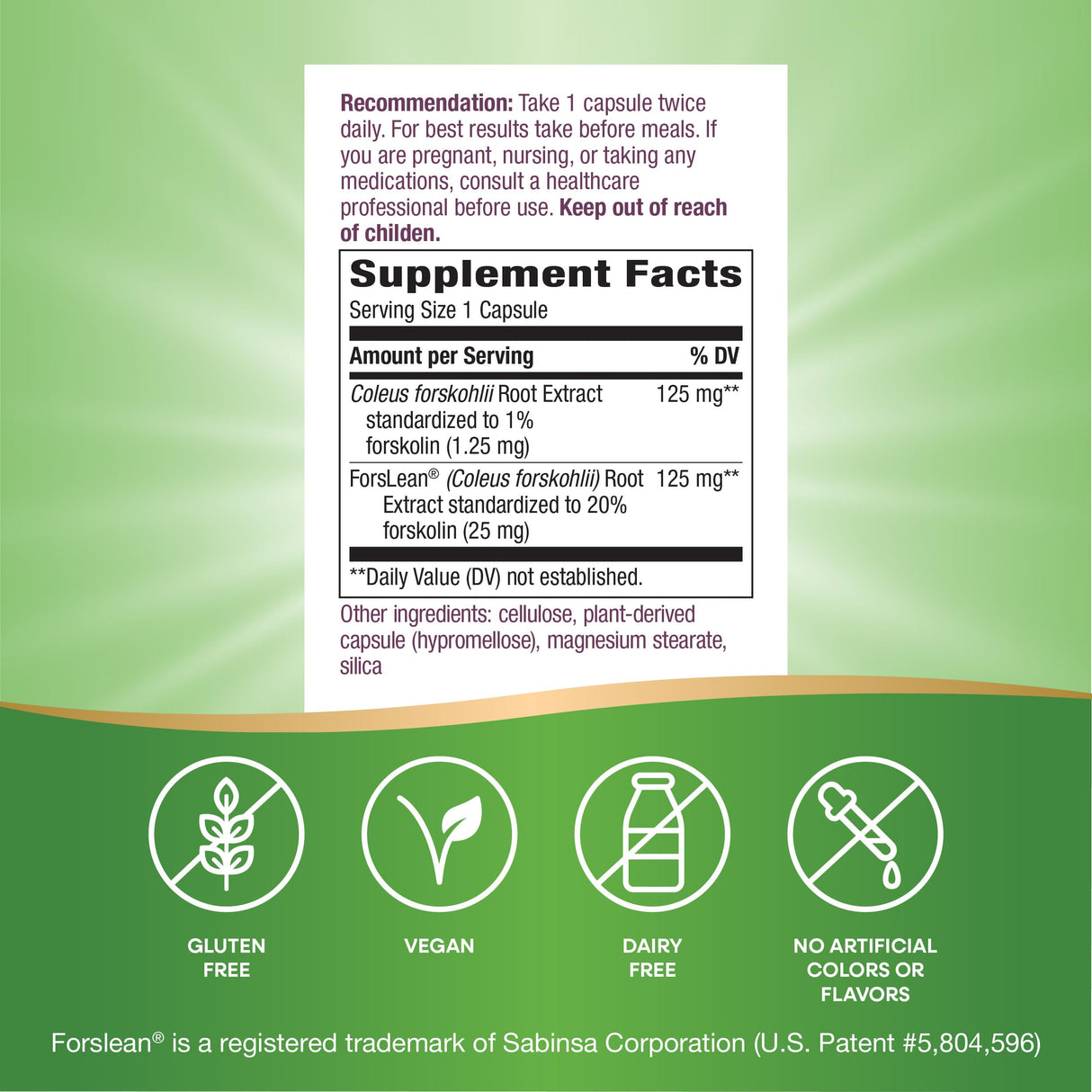 Nature's Way Forskohlii Standardized to Forskolin, Supports Healthy Body Composition*, 60 Vegan Capsules