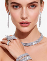 Vieyomn 13 Pcs Rhinestone Jewelry Set for Women Wedding Costume Jewels Crystal Necklaces Tennis Bracelets Rings Earrings Set for Wedding Bride Party Accessory