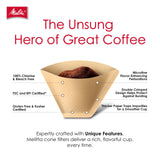 Melitta #4 Unbleached Coffee Filters, Natural Brown Cone Filters, 3-Pack