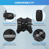 ZELUS Weighted Vest, 6lb/8lb/12lb/16lb/20lb/25lb/30lb Weight Vest with Reflective Stripe for Workout, Strength Training, Running, Fitness, Muscle Building, Weight Loss, Weightlifting, Black(25 lb)
