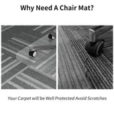 WASJOYE Office Chair Mat for Carpet, 30" x 48" Chair Mat for Carpet with Non-Slip Studded for Home and Office Low Pile Carpet