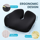 Benazcap Seat Cushion, Memory Foam Cushions for Office Chair - Ergonomic Chair Cushions for Tailbone Pain Relief, Sciatica & Back Support, Office Chair Cushion & Car Seat Cushion