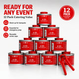 Gas One 12 Pack 6 Hour Chafing Fuel - Food Warmer for Chafing Dish Buffet Set - Reusable Liquid Safe Fuel With Wick & Lid Opener