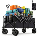 OLIXIS Collapsible Wagon Cart, Heavy Duty Wagon Cart Foldable with Wheels