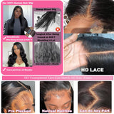 28 Inch 13x6 Body Wave Lace Front Wigs Human Hair 200% Density HD Lace Frontal Wigs Human Hair Glueless Wigs Human Hair Pre Plucked With Baby Hair 100% Virgin Human Hair Lace Front Wigs for Women