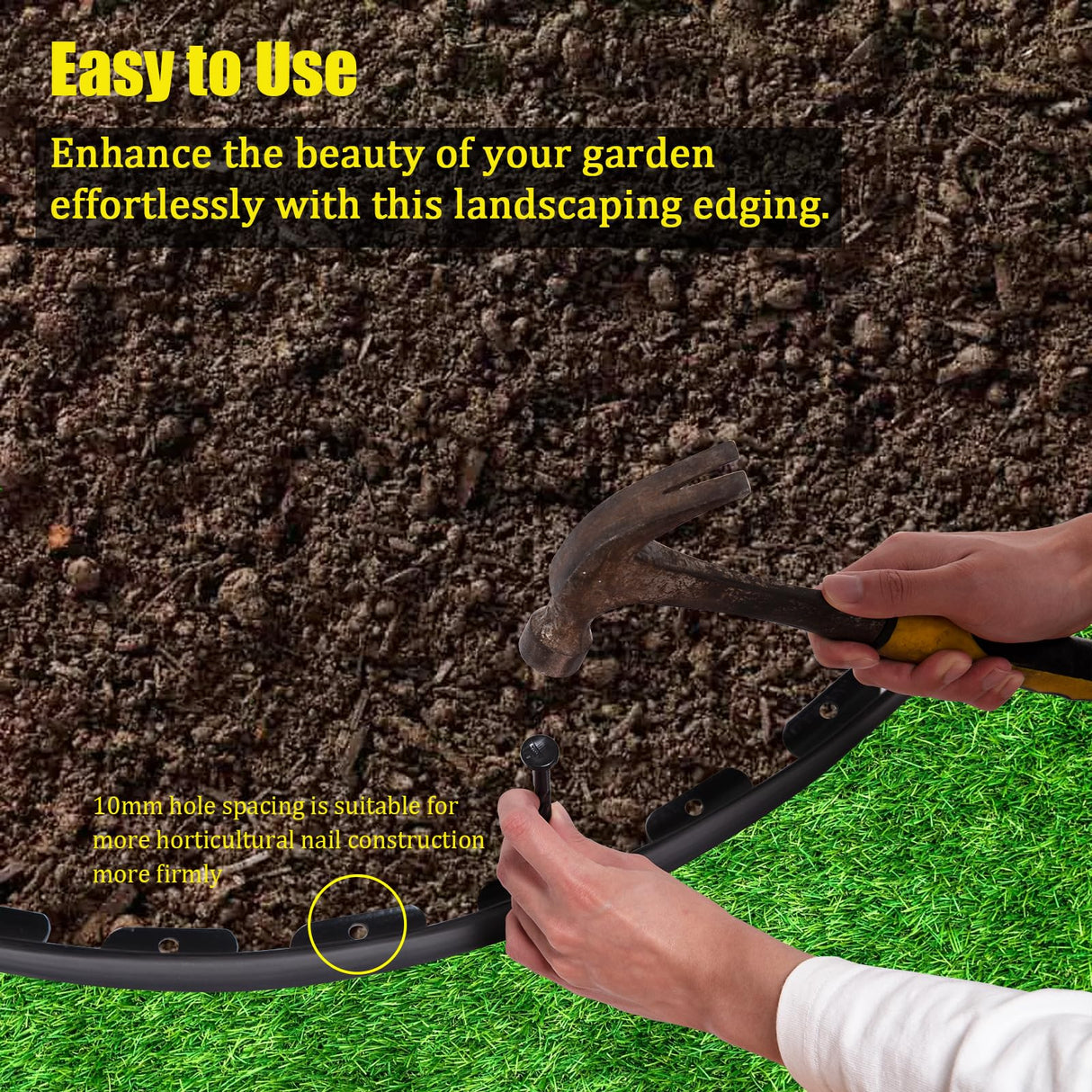 Landscape Edging 2 Inch Tall 100 FT, Garden Edging Border with 5 Pcs Connectors and 60 Pcs Anchoring Spikes for Garden Flower Beds Yard Lawn