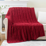 Battilo Christmas Dark Red Throw Blanket for Couch, Bed, Sofa, 51"x67", Woven Chenille Knit Throw Blankets, Gift Blanket, Cozy Warm Decorative Textured Throw Blanket for Living Room