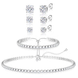 LOLIAS Silver Jewelry Set for Women Tennis Necklace Bracelet Hypoallergenic