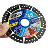 LOZLIN Diamond Blades 3-Pack 4.5" Diamond Multi-Purpose Saw Blades - Heavy Duty Angle Grinder Discs for Cutting Marble/Quartz/Stone/Tile/Metal/Plastic (Black Teeth)