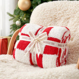Snuggle Sac Red Checkered Christmas Blanket, Fluffy Faux Fur Ultra Soft Warm Microfiber Throw Blankets for Couch, Sofa, Chair, Bed, Red Checker, 50x60 inches