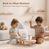 Wooden Drum Set for Toddlers 1-3, Montessori Musical Toy for Kids