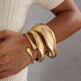 Chunky Gold Bangle Bracelets for Women, 14k Gold Plated Trendy Cuff Stackable Bangles Set, Fashion Dainty Bracelet Stack Jewelry Gifts