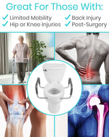 Vive Raised Toilet Seat Riser for Seniors (with Handles) - Handicap Rail Grab Bar Seat for Over Toilet - Elevated Safety for Elderly, Disabled, Medical - Elongated & Standard Options