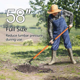 VNIMTI Cultivator for Gardening, 4 Tines Garden Cultivator with Fiberglass Handle, 58 Inches