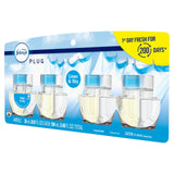 Febreze Plug in Air Freshener, Odor-Fighting Scented Oil Refill, Air Fresheners for Home and Bathroom and Kitchen, Long Lasting for Strong Odors, Linen & Sky Scent, 0.87oz Refills, 4 Count