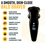 The Cut Buddy Bald Buddy Head Shaver, Waterproof, Rechargeable Electric Razor, Cordless, Ergonomic Design, Battery & Cleaning Indicator