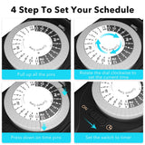 HBN Outdoor Timer Outlet Waterproof, 24 Hour Mechanical Light Timers for Electrical Outlets Outdoor Weatherproof, 2 Grounded Outlets for Christmas Lights, Pool Pump, 15A 1/2HP