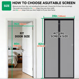 HOFUDON Upgraded Magnetic Screen Door, Heavy Duty Fiberglass Mesh, Quick Close Full Strip Magnets, Door Screen Magnetic Closure for Single Door Size 36 x 80 Inch, Screen Door Size 39 x 82 Inch Black