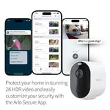 Arlo Pro 5S 2K Spotlight Camera - Wireless Home Security Camera with Spotlight, Color Night Vision, Dual-Band Wi-Fi & 2-Way Audio - White, 3 Pack, VMC4360P